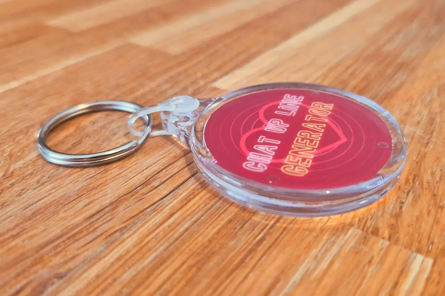 Chat Up Line Generator Keyring - Side View