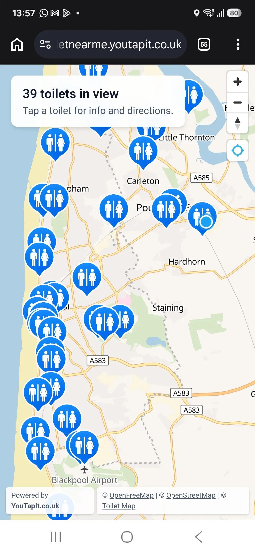 Toiler Finder App - Tap with phone for your nearest UK public toilet - mobile screenshot